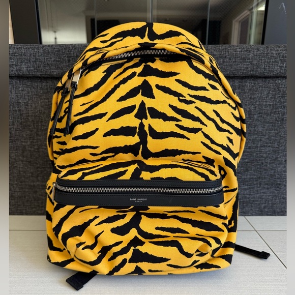 NWT Saint Laurent Leopard Yellow Black Backpack Travel main image 3